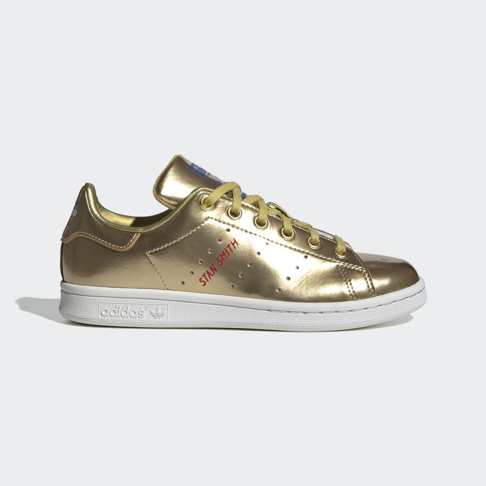 Adidas Boys' Stan Smith Originals Shoes Gold Metal/White Ireland FW8063